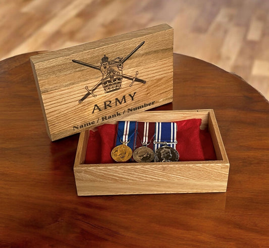 Personal Medal or Memorabilia Oak Storage Box.